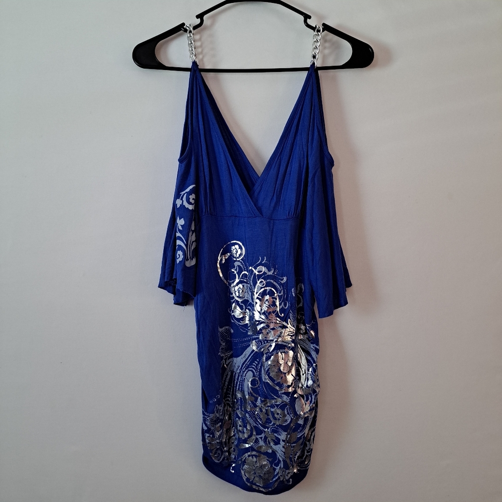 3/$20 Royal Blue Off The Shoulder Shirt